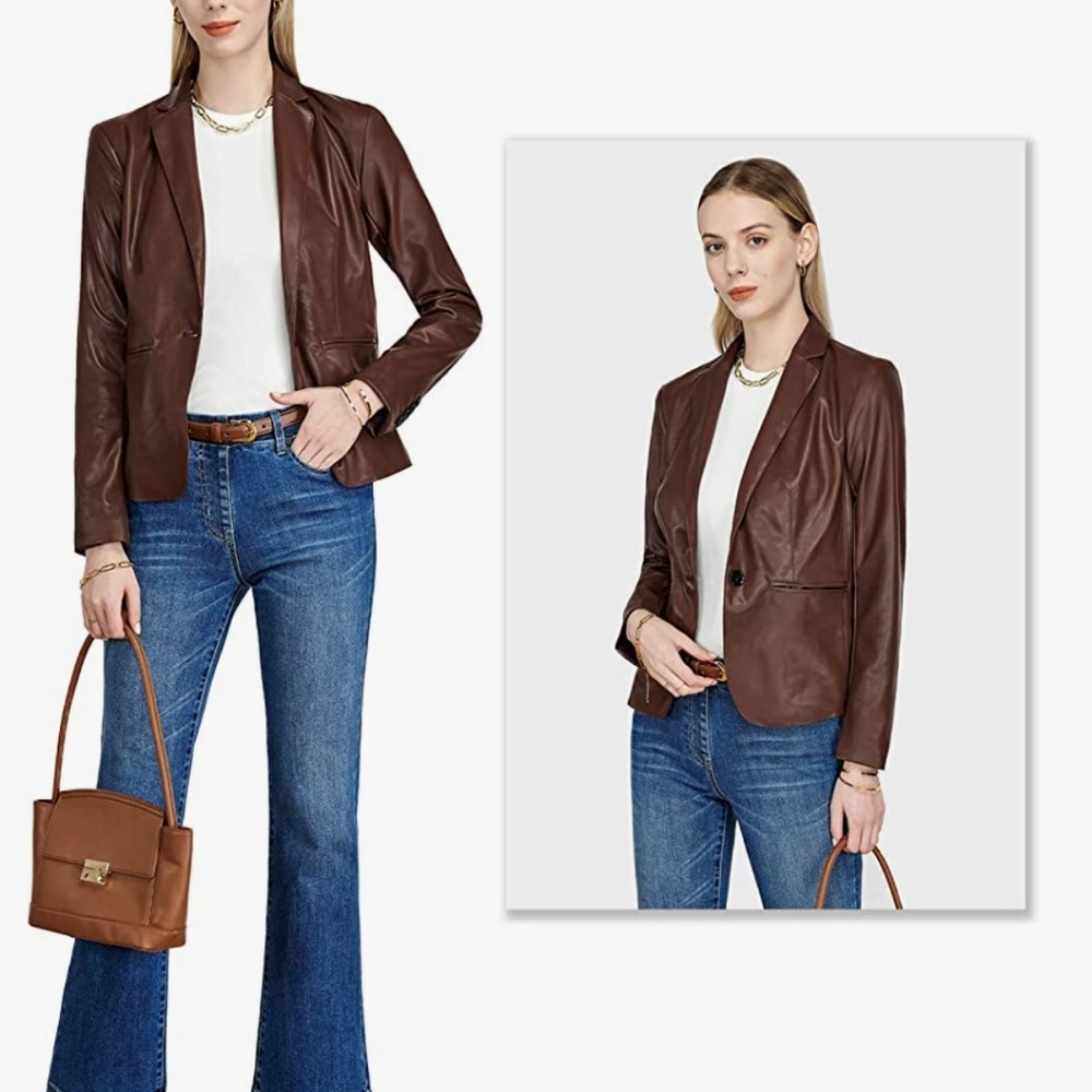 Tapata Women's Faux Leather Blazer/Jacket